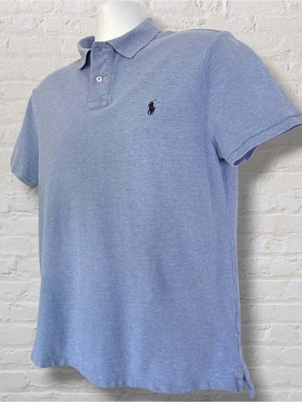 Polo Ralph Lauren Custom Slim Fit Mesh Polo Shirt Blue Heather Men’s Large
